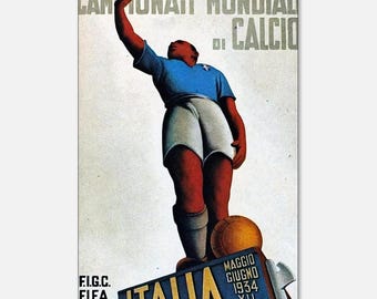 Poster vintage dei Mondiali di calcio Italia del 1934 - Stampe classiche su carta opaca per appassionati di sport
