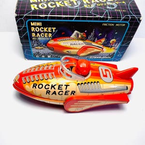 Mini Rocket Racer Masudaya 1997, Tintoy rocket, Made in Japan, Vintage Toy with Box, Friction Motor, Retrò Toys, Collection Toys