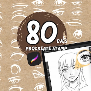 80 Procreate Eye Stamps: Anime, Manga, Realistic Styles (Digital Download)