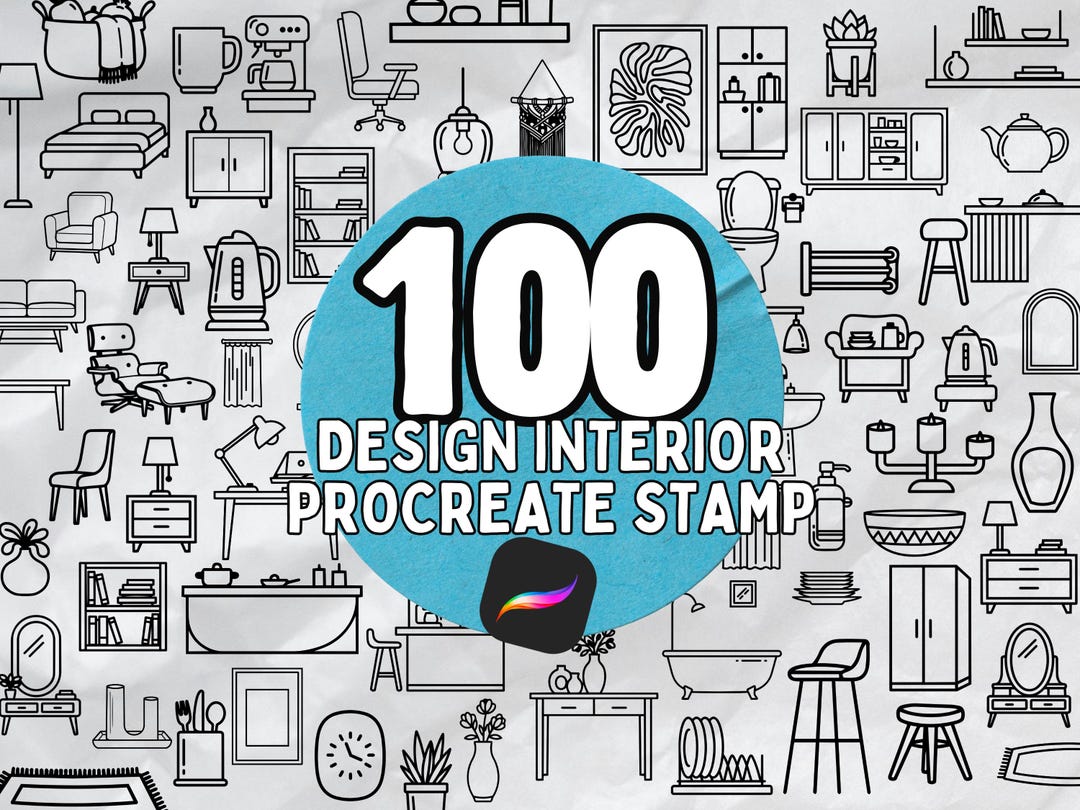 Architecture Furniture Procreate Stamps for Interior Designer, Floor ...
