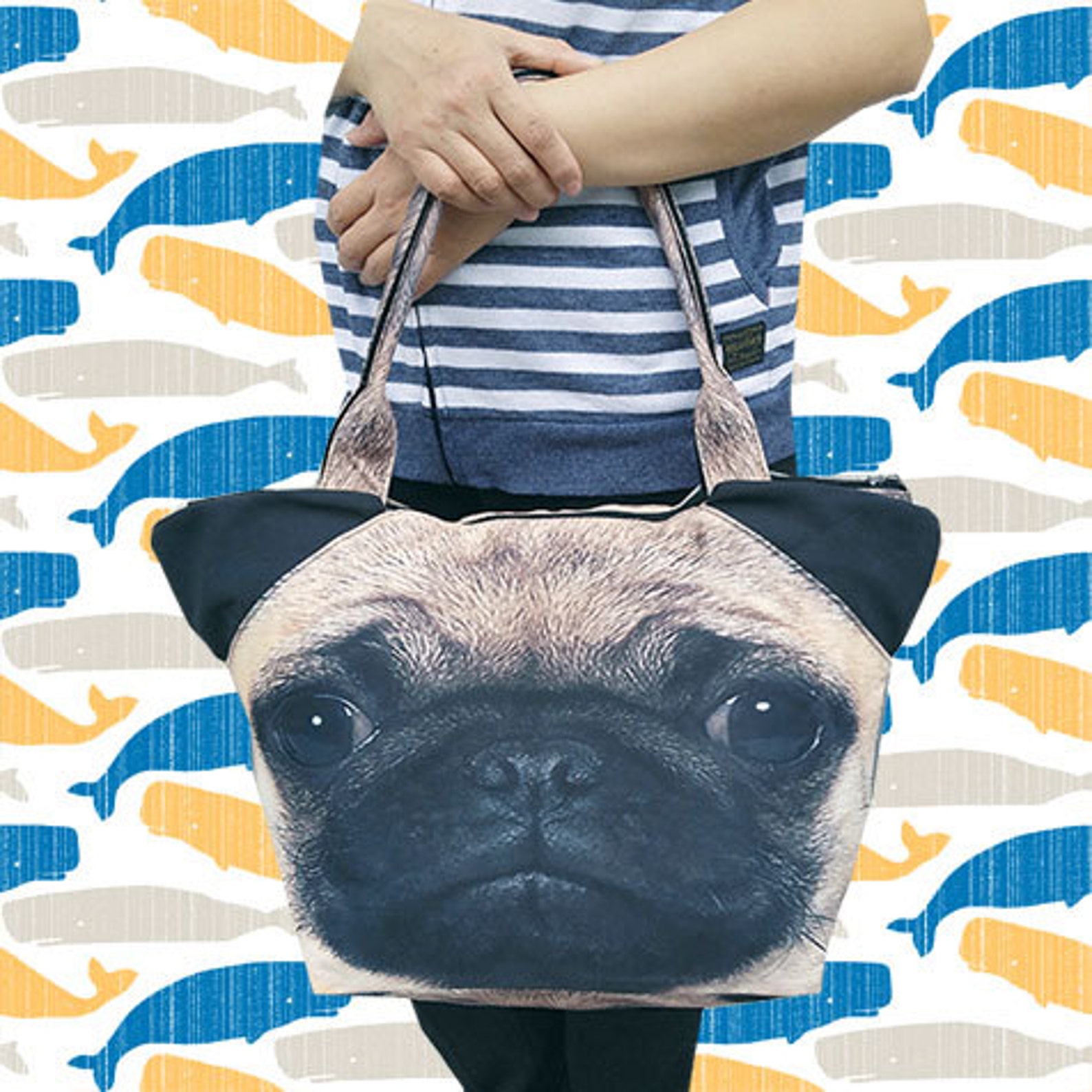Pug Pug Bag Pug Tote Pet Tote Pug Portrait Bag Pug Etsy