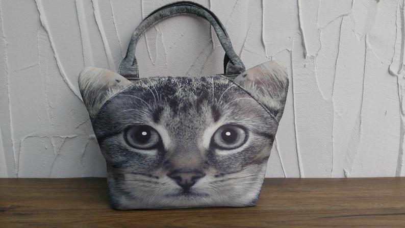 Kitten cat print bag cat mini tote mini tote cat mini bag MT060