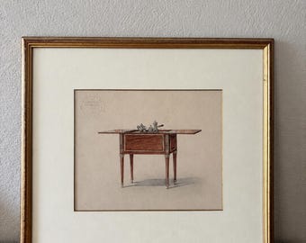 Antique French Furniture Design Watercolour by Schmit & Cie, Paris, c.1900