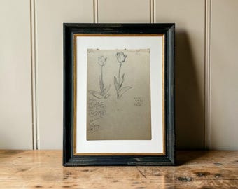 Original tulpanstudie daterad långfredagen 1946 av William Cubitt Cooke | Brittisk botanisk teckning |