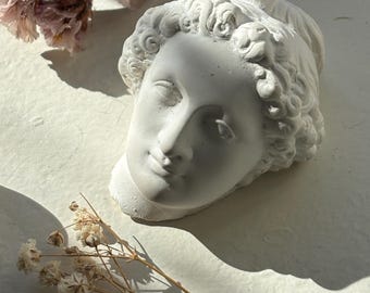 Miniatyr klassisk grekisk gudinna gipshuvud · Handgjord skulptur · Cottagecore-dekor · Venus Apollo-byst