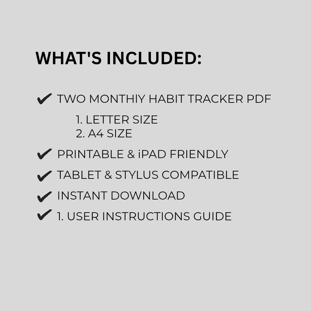 Digital Monthly Habit Tracker | Minimal Printable Planner | A4 & US ...