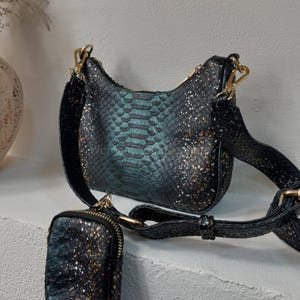 Python Black Sling Bags | Handmade Real Skin Handbags | Limited Purse