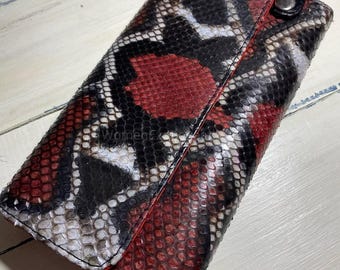 Python Red Wallets | Handmade Real Skin Clutchs | Limited Purse