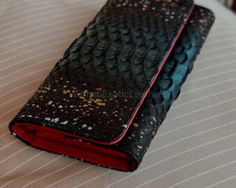 Python Schwarz Geldbörsen | Handgefertigte Echte Haut Clutches | Limitierte Geldbörse