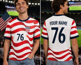 Custom USA Soccer Jersey, Personalized Name Number Football Shirt, American Fan Tee