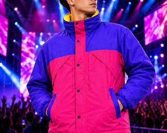 Oliver Tree Inspirierte Color Block Jacke, Retro 90er Jahre Windjacke, Y2K Festival Oberbekleidung