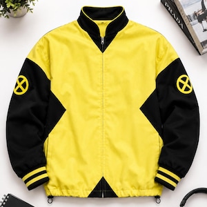 Yellow Black Comic Inspired Bomber Jacket, Unisex Streetwear Windbreaker