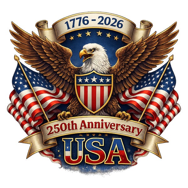 USA 250th Anniversary Eagle Clipart, Patriotic Independence Day PNG (Digital Download)