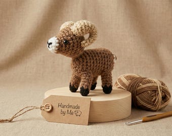Crochet Ram Amigurumi Plush – Handmade Sheep Ram Stuffed Animal Farm Decor Gift