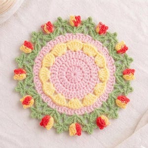 Posavasos de flores de ganchillo para el Día de la Madre, juego de posavasos florales de hilo hechos a mano, regalo para mamá, linda decoración de mesa, regalo para posavasos de café