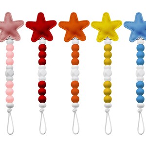 Bright Star Silicone Pacifier Clip | Binky Clip  | Newborn Baby Boy Girl Chew Gift