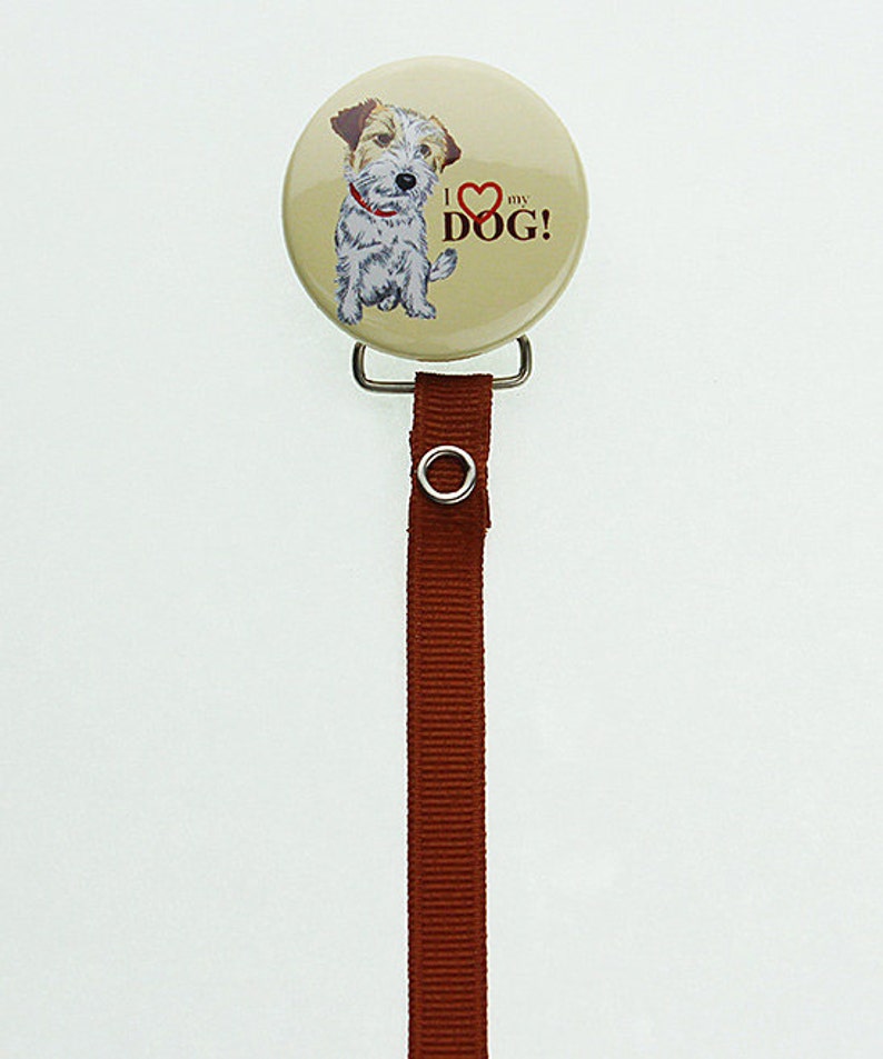 RDOG MSRP 19.00 I Love My Dog Pacifier Clip with Matching Ribbon