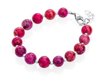 Spring Purple Crazy Lace Agate and silver bead luxury sterling silver baby girl bracelet (b1722)