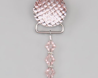 Pink Quilted European Crystals Pacifier Clip (CQP)