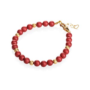 Red pearls with gold glitter beads Bracelet (B1738)