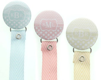 Monogram pacifier holder, personalized name pacifier clip, Custom Baby Gift (96,97,98) (MSRP 19.00)