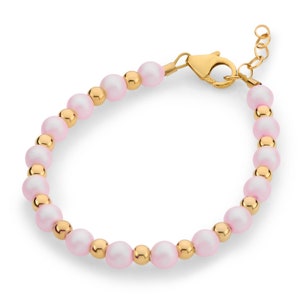 Classy Child/Baby Bracelet With Austrian Iridescent Pink Pearls, 14kt Gold Filled Beads B2121-P image 1