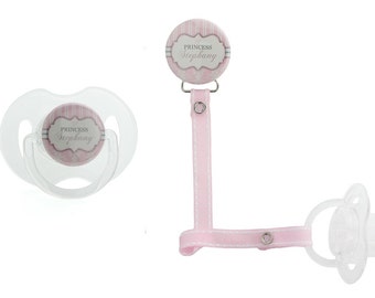 Personalized Name Princess Girl Pacifier Clip (PER 20) (MSRP 19.00)