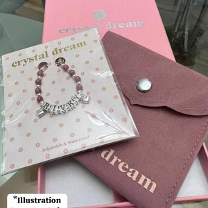 Beau bracelet de nom personnalisé de bébé fille, argent sterling, avec des nuances de perles autrichiennes de lavande BNBC-2 image 4