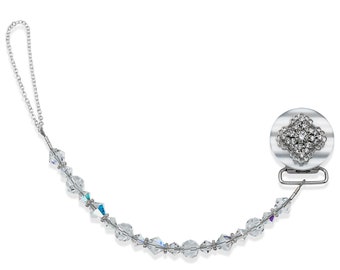 White Beaded Luxury Pacifier Clip  (CSHW) (MSRP 33.00)