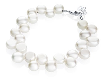 Luxury White Freshwater Pearl Beaded Keepsake Sterling Silver Baby Girl Elegant Bracelet (BFW)