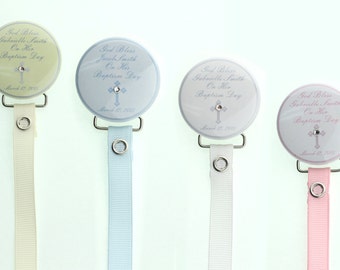 Personalized Baptism Christening Pacifier Clip Keepsake (PER85) (MSRP 19.00)