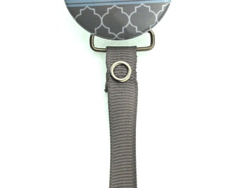 Nombre personalizado gris marroquí azulejo chupet Clip (PER56)