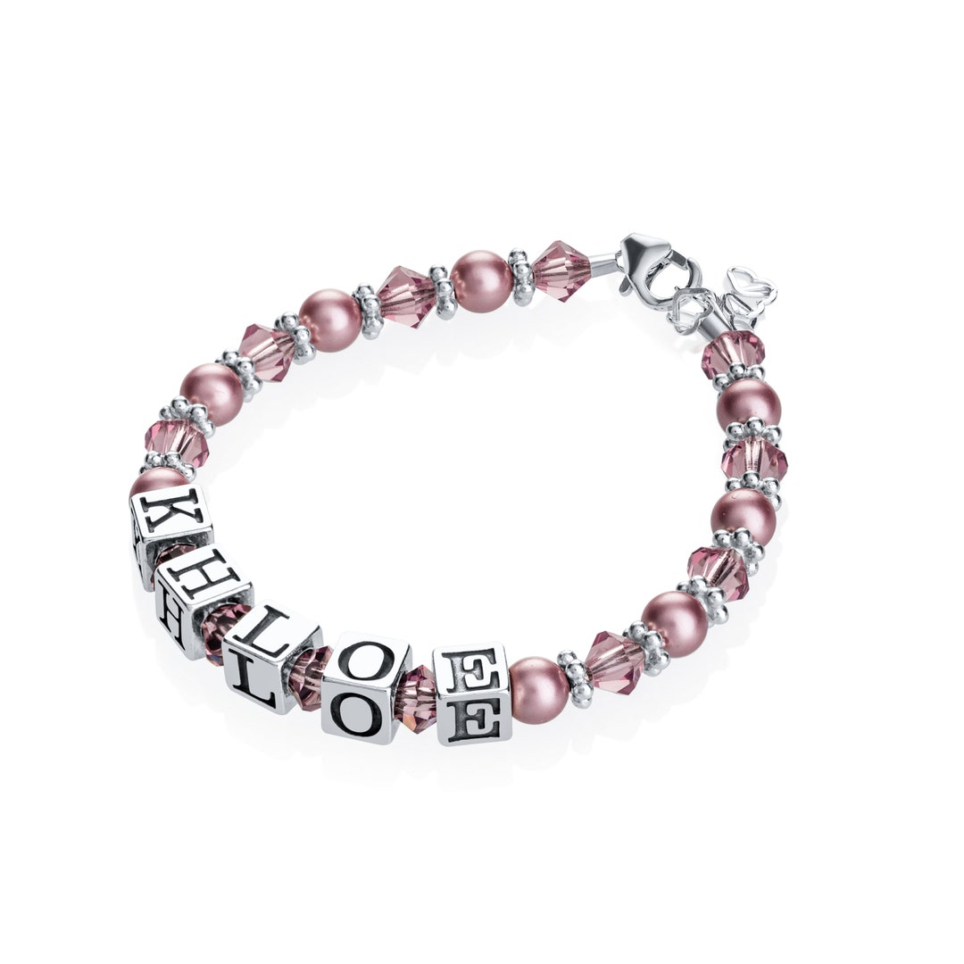 Baby Girl Gift Name Bracelet Sterling Amethyst february Etsy