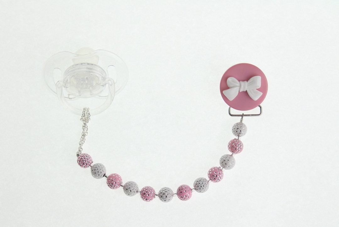Pink and White Beads and Adorable Bow, Pacifier Clip (CPWB) (MSRP 24.00 ...