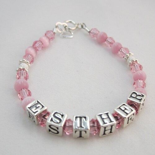 Baby Girl Gift Name Bracelet Sterling Silver First Birthday Etsy
