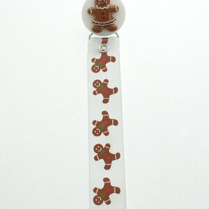 Ginger Bread Ribbon Pacifier Clip (RHGB)
