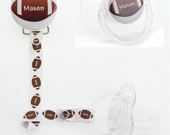 Personalized Name Boys Foot Ball Pacifier Clip Only (PER 35) (MSRP 19.00)