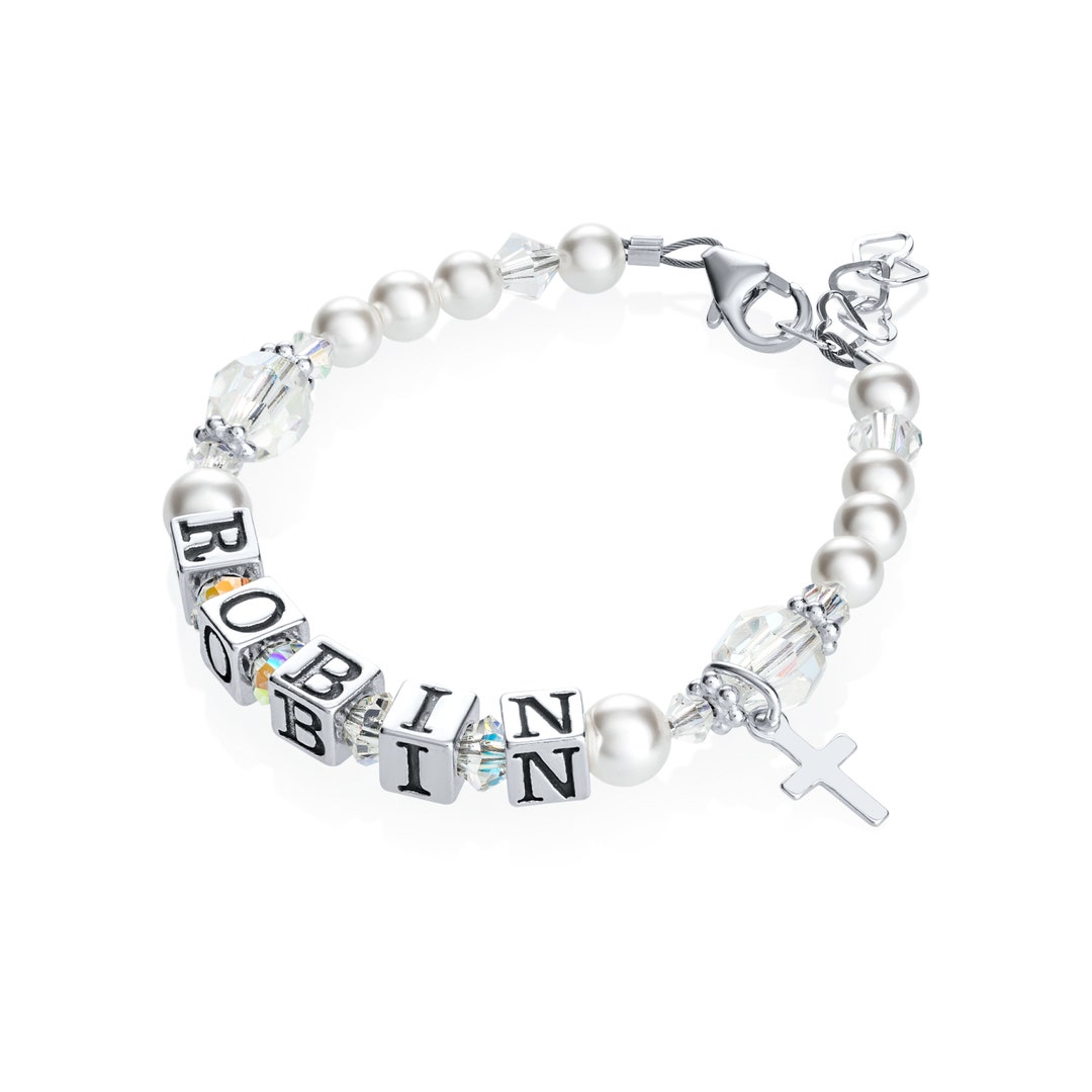 Baptism Gift , Baby Christening Gift, Cross,goddaughter, Communion, Toddler Child Bracelet BWNP