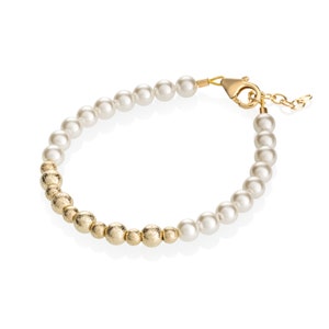 Ivory pearls with gold glitter beads (B1732)