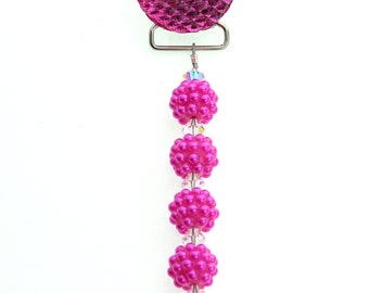 Hot Pink Crystal and Bumpy Pearl Pacifier Clip