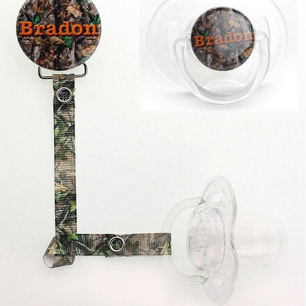 Personalized Name Camo Unisex Pacifier Clip (PER 39) (MSRP 19.00)