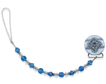 Blue Beaded Luxury  Pacifier Clip  (CSHB)