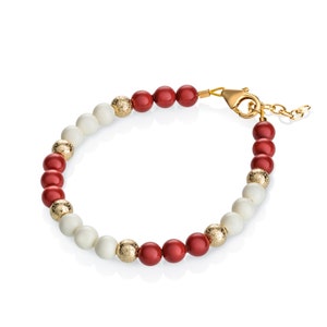 Red and Cream sectional pearl bracelet