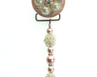 Pink Vintage Flower and Pearl Pacifier Clip (MSRP 33.00)