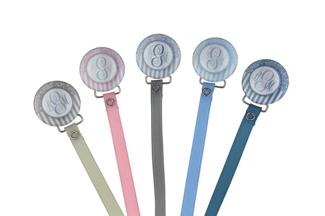Monogram Pacifier Holder Personalized Name Pacifier Clip Etsy