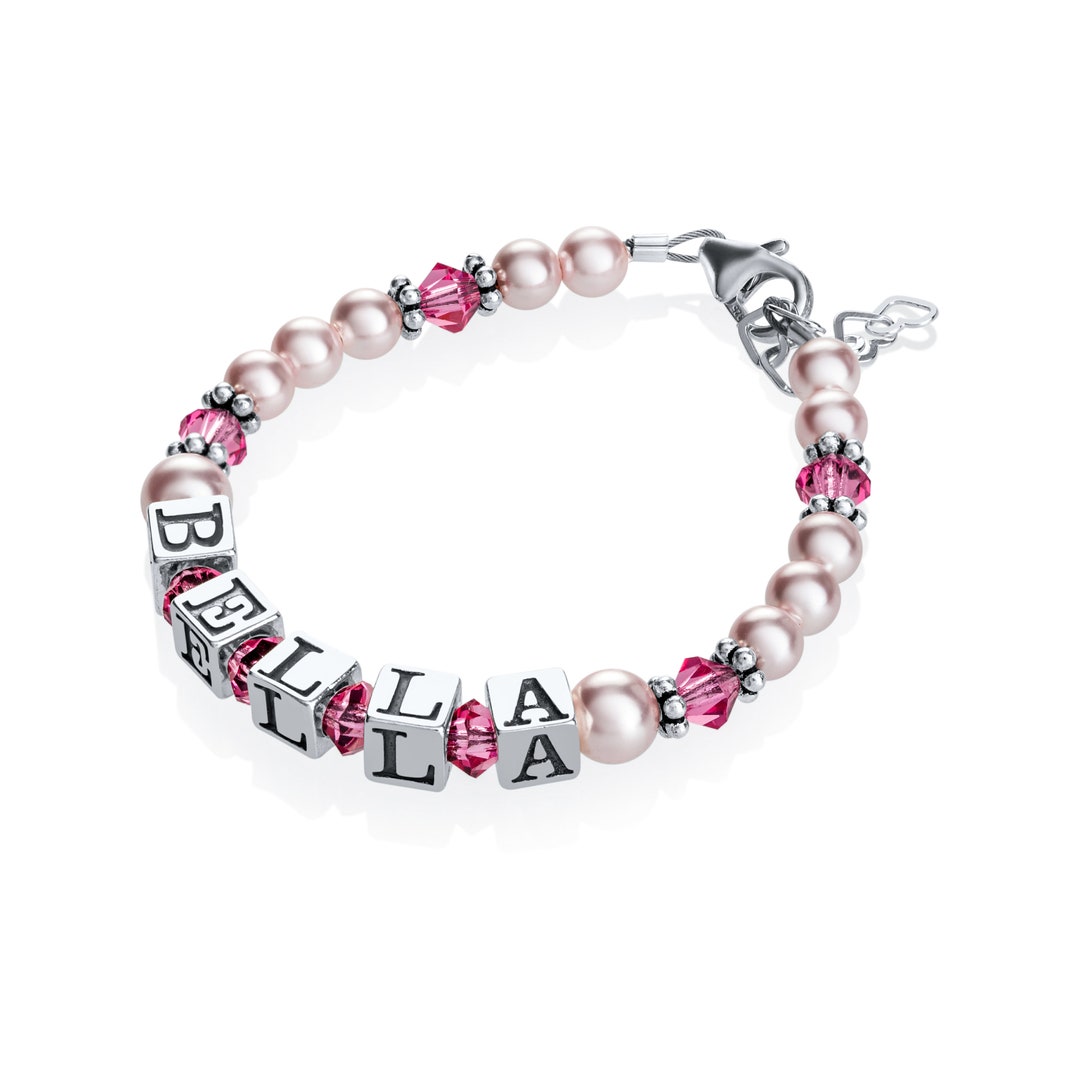 Baby Girl Gift Name Bracelet Sterling Silver First Birthday