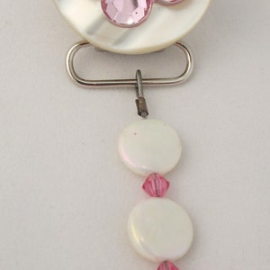 Pink Flower Pacifier clip with Stunning Mother of Pearls CMPP image 3