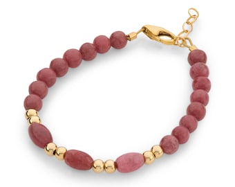 Infant/Baby Girl/Child Bracelet With 14kt Gold Filled Beads, With Round And Rhodonite Beads (B2129-MV)