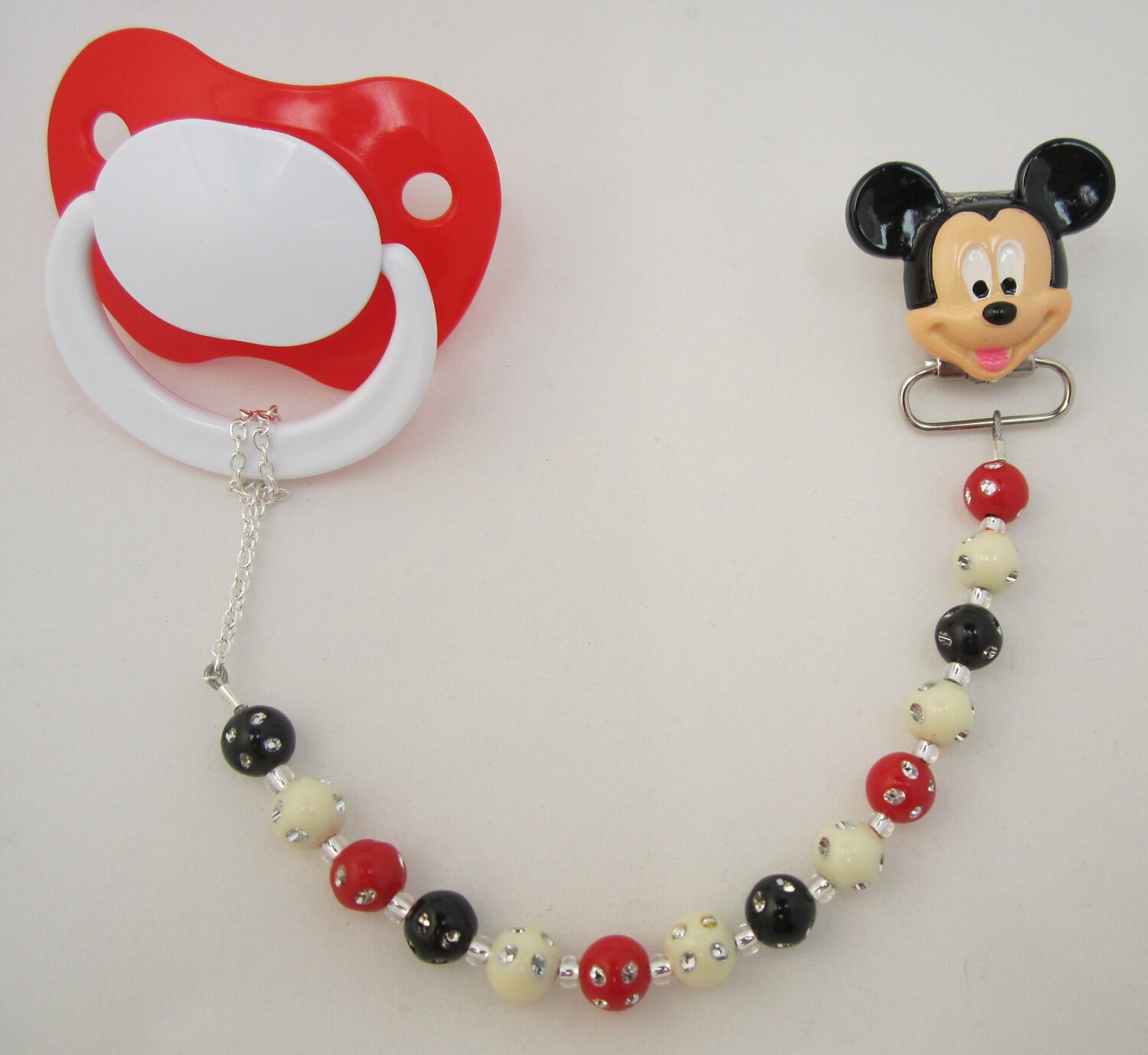 Mickey Mouse Pacifier clip with matching Beads CMM Etsy
