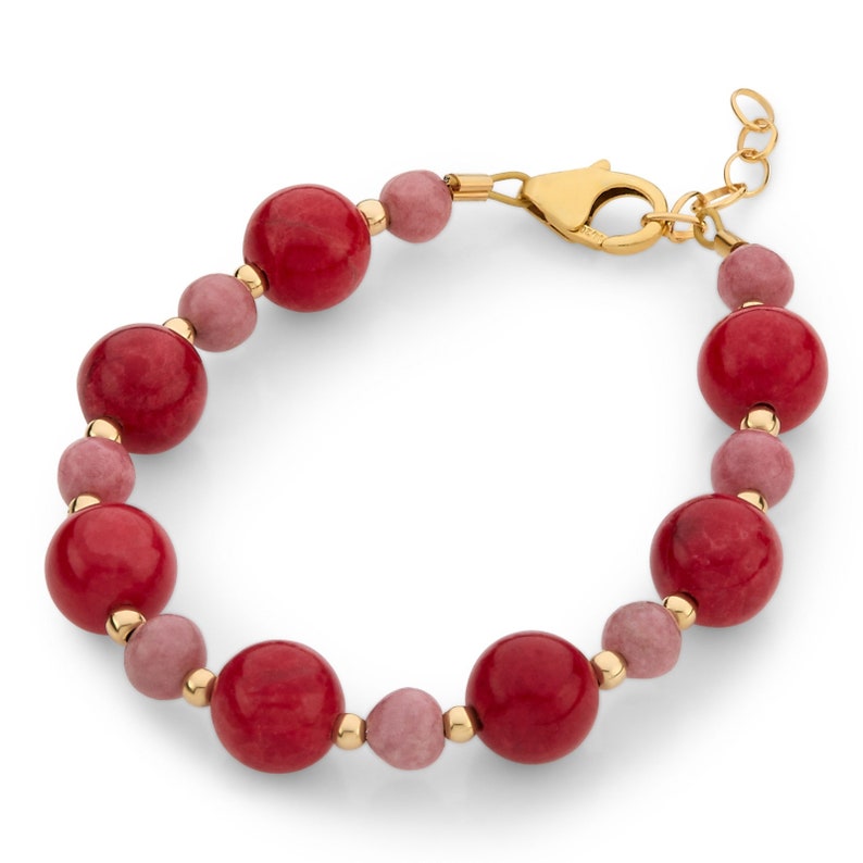 Adorable Toddler/Infant/Teen Bracelet with 6 mm Red Coral pearls and 4mm Rhodolite Beads B2133-RP image 1